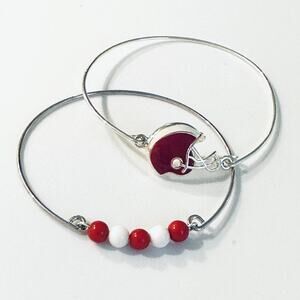 Stack of 2 Red and White Football Bracelets